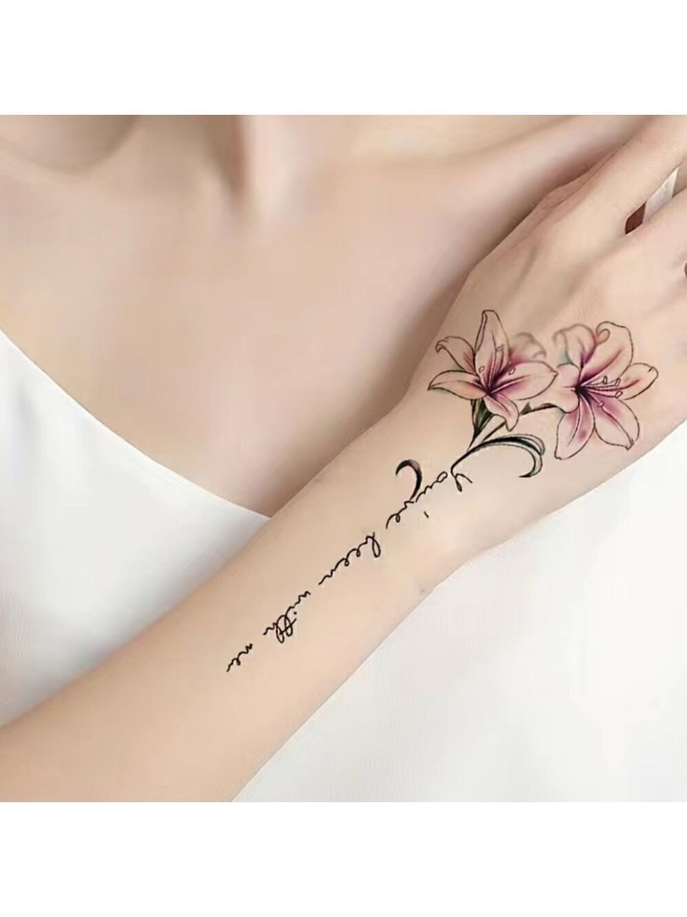 Art Sticker Pink Rose Pattern Body Art Temporary Flash Tattoo Sticker